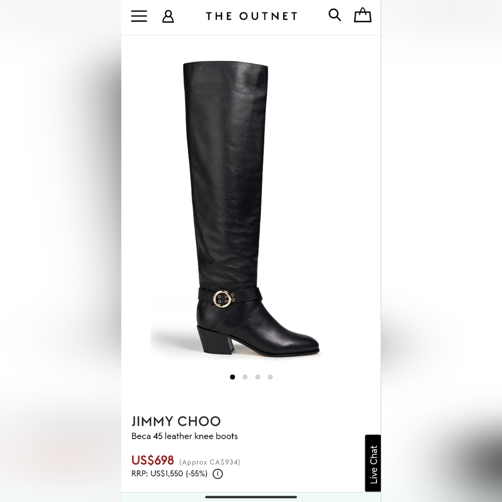 Authentic JIMMY CHOO knee high black leather boot